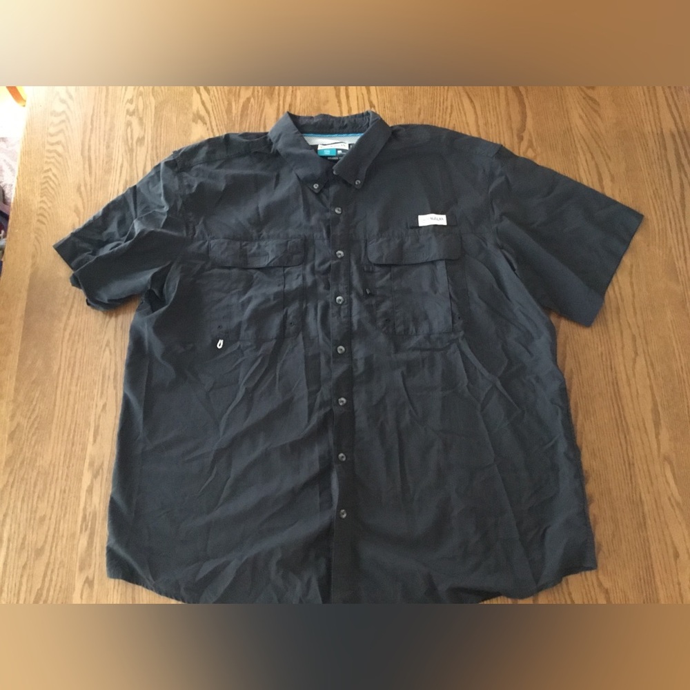 Magellan Outdoors Men’s Short Sleeve Black Button-Up Fishing Shirt, 2xl